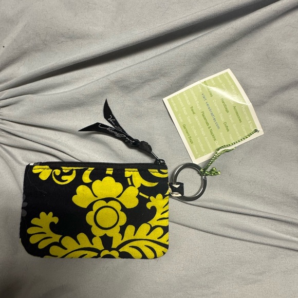 Vera Bradley Black, White & Lime Card Zip ID Case - Picture 3 of 4